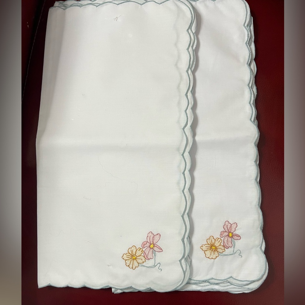 🆕 12 Colordrift ‘Jasmine’ Floral polyester embroidered table dinner napkins